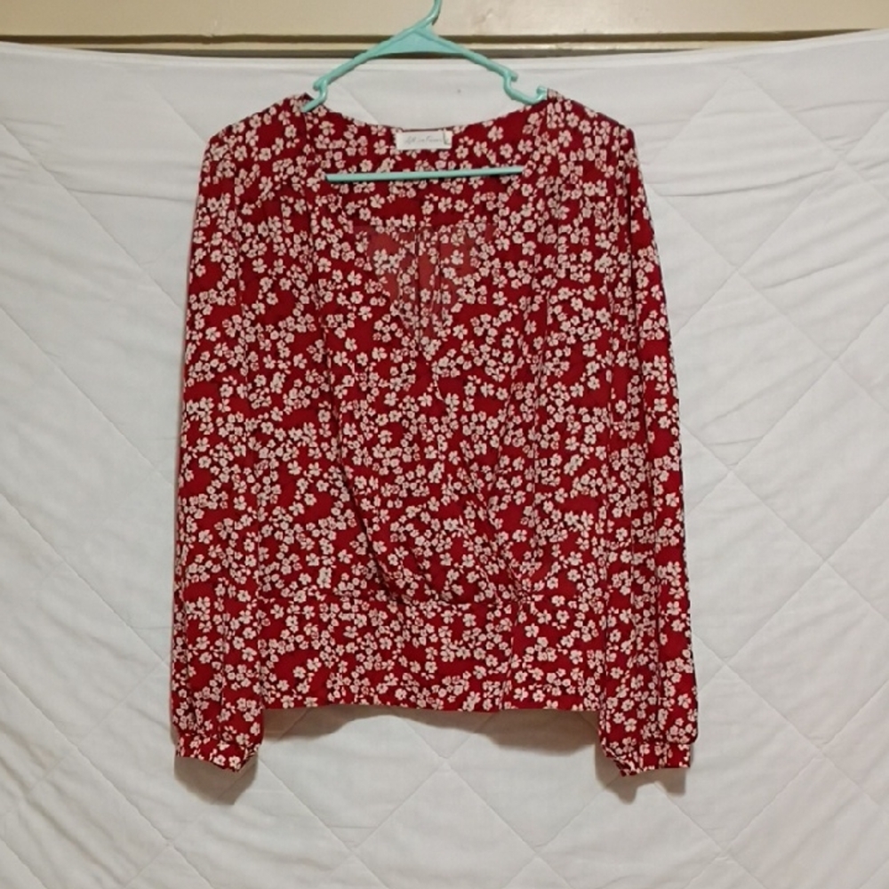 All in Favor Red Floral Blouse